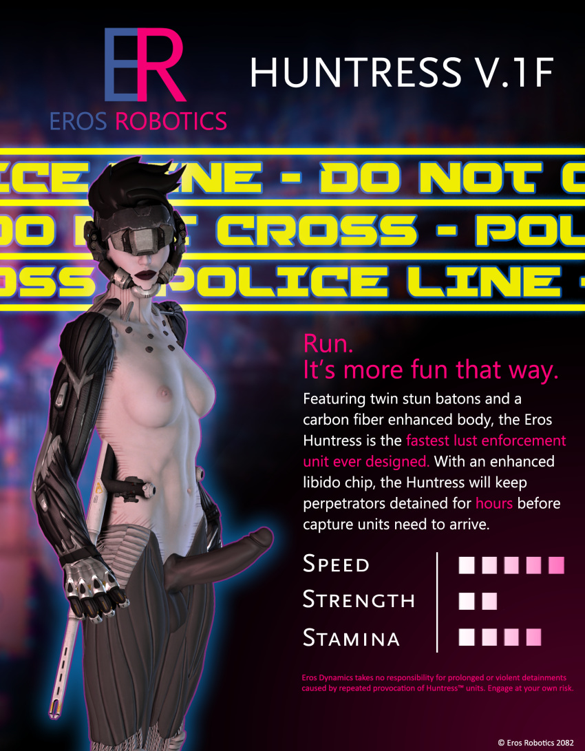 1futa 3d advertisement android balls baton black_hair breasts character_sheet cybernetics cyborg erection exposed_breasts fit futa_only futanari hidden_eyes intersex lipstick muscular muscular_arms nipples pale_skin penis police police_baton poster robot robot_arm robot_girl sci-fi scifi shiftybizness spiked_hair testicles weapon