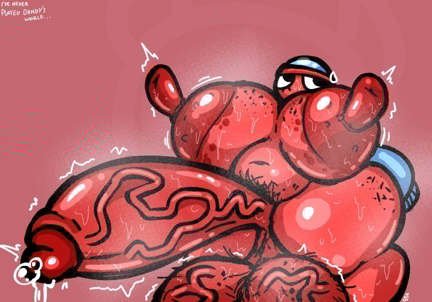 areola balls big_areola big_balls big_breasts big_nipples big_penis black_eyes blue_clothing blue_sweater blue_topwear blushcrunch_studio bodily_fluids body_hair breasts capsule clothed clothing dandy's_world english_text erect_nipples exposed_breasts eyelashes filthyskull for_a_head futanari genital_fluids genitals gigi_(dandy's_world) gynomorph hairy_balls hi_res huge_areola huge_balls huge_breasts huge_cock huge_nipples huge_thighs humanoid humanoid_genitalia humanoid_penis hyper hyper_balls hyper_genitalia hyper_nipples hyper_penis intersex montgomery_glands mostly_nude musk nipples nude object_head partially_clothed penis precum pubes red_background red_body shaking simple_background sweat sweater sweaty_body sweaty_breasts sweaty_genitalia sweaty_penis text thick_thighs topwear trembling