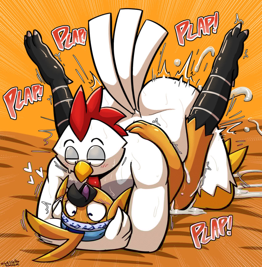 2026 anthro anthro_on_anthro anthro_penetrated anthro_penetrating anthro_penetrating_anthro ass avian avian_caruncle beak bed big_butt bird black_beak black_eyes blue_clothing blue_hat blue_headwear blush bodily_fluids chicken claws clothing comb_(anatomy) cum cum_on_leg cum_splatter eye_roll feathers feet felino from_front_position furniture galliform genital_fluids grey_body grey_feathers hair hat hat_only head_crest headgear headgear_only headwear headwear_only heart_eyes heart_symbol hi_res hotshot_(tricktrashing) hug legs_up looking_at_another looking_down looking_pleasured looking_up lying male male/male male_on_bottom male_on_top male_penetrated male_penetrating male_penetrating_male mating_press missionary_position mostly_nude motion_lines nude on_back on_bed on_bottom on_top onomatopoeia orange_body orange_feathers overweight overweight_anthro overweight_male penetration phasianid purple_tongue red_hair robbie_(felino) scuted_legs scutes sex shaking sound_effects tail tail_feathers talons text thick_thighs thrusting toe_claws toes tongue tongue_out trembling white_body white_claws white_feathers yellow_beak yellow_body yellow_feathers