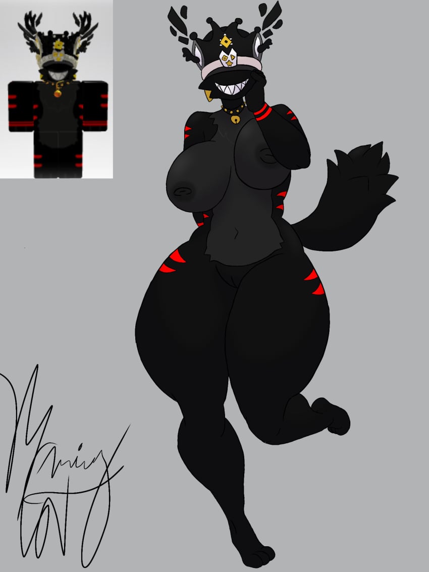 1girls areolae big_ass big_breasts breasts burningcat80 feet female fox_girl fox_tail furry furry_female hat naked naked_female nipples pussy reference_image roblox roblox_avatar robloxian self_upload tagme tail thick_thighs thighs