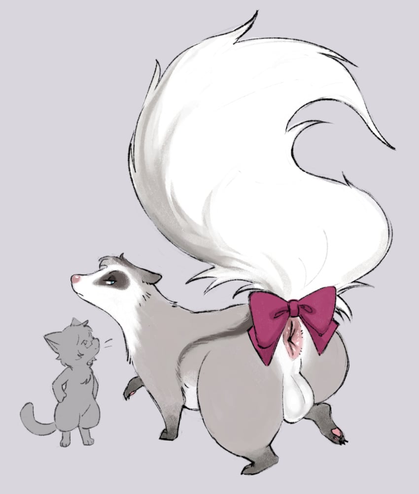 3_fingers 4_toes accessory anthro anus ass balls big_anus big_balls big_tail blue_eyes brown_body brown_fur cacophony_(kazukio) capcom comparing duo eyewear eyewear_on_head facial_markings feet felid feline felyne feral fingers fluffy fluffy_tail fur furgonomics genitals glasses glasses_on_head grey_body grey_fur hanawa_(kazukio) head_markings hi_res huge_balls huge_tail larger_feral leg_markings looking_back_at_self looking_up_at_partner lynian male male/male mammal markings mask_(marking) mephitid monster_hunter multicolored_body multicolored_fur mustelid niichan pawpads pink_anus pink_flesh pink_nose pink_paws presenting presenting_anus presenting_hindquarters ribbons semi-anthro size_difference skunk socks_(marking) standing stinkmink tail tail_accessory tail_ribbon thick_thighs toes walking white_body white_fur wide_hips