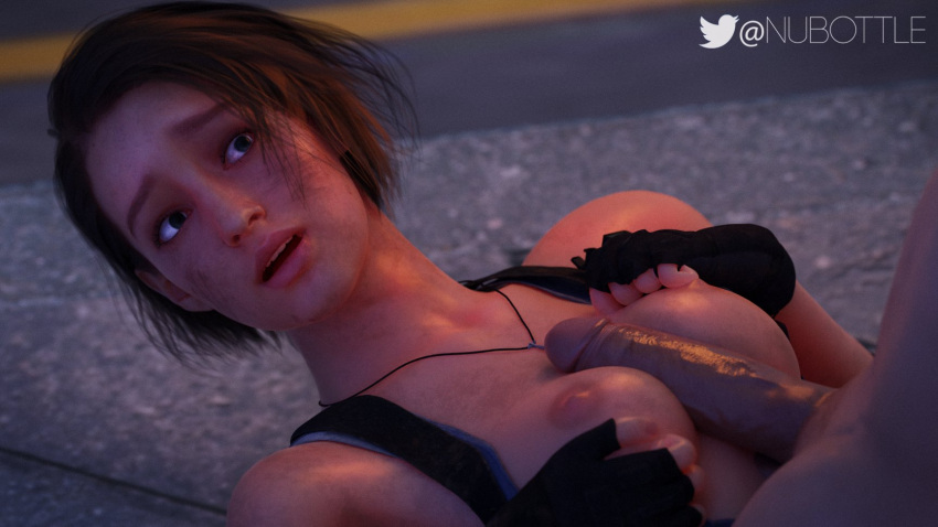 1boy 1boy1girl 1girls 3d 3d_(artwork) blender blender_(software) breasts breasts_out brown_hair capcom clothed_female_nude_male erection faceless_male female female_focus human human_only jill_valentine jill_valentine_(sasha_zotova) looking_at_partner male nipples nubottle nude nudity paizuri penis resident_evil resident_evil_3 resident_evil_3_remake sex short_hair small_breasts straight surprised tagme uncensored watermark