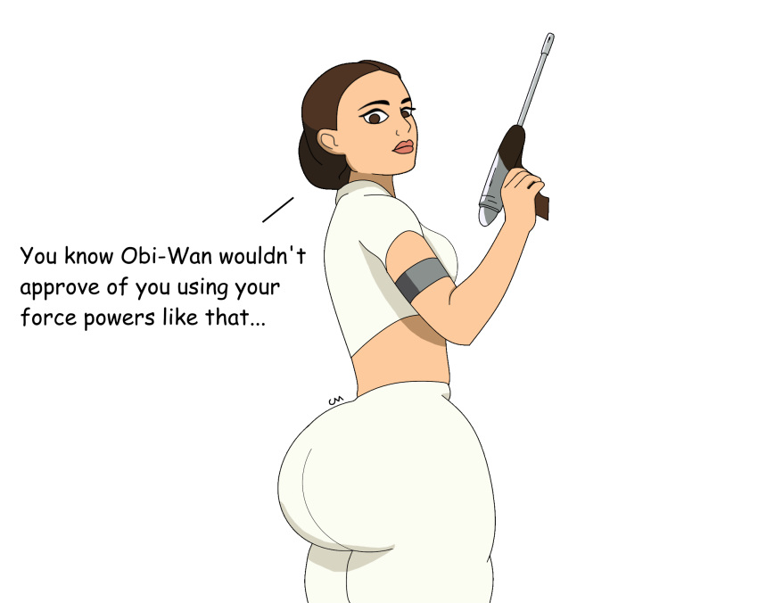 ass ass_expansion attack_of_the_clones big_ass choccymalk dialogue english_text looking_at_viewer magic padme_amidala side_view standing star_wars text the_force thick_ass thick_thighs