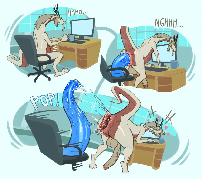 anus balls big_penis chair coffee_mug computer dildo dragon electronics fafnir_(little_witch_academia) furniture gaping gaping_anus genitals hi_res huge_cock hyper hyper_dildo hyper_genitalia hyper_penis little_witch_academia lotolotl mythological_creature mythological_scalie mythology nude office_chair penis scalie sex_toy studio_trigger vein veiny_penis what