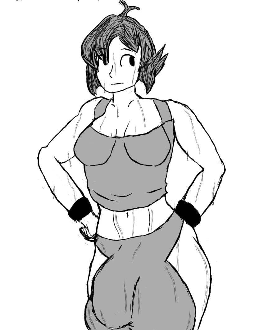 1futa 2d abs big_breasts black_eyes bulge dripping_wet futa_only futanari huge_balls huge_cock mighty_switch_force monochrome muscular_female patricia_wagon sports_bra sportswear sweat sweaty sweaty_balls sweaty_breasts sweaty_thighs tagme thick_thighs wayforward weaponizedpornography