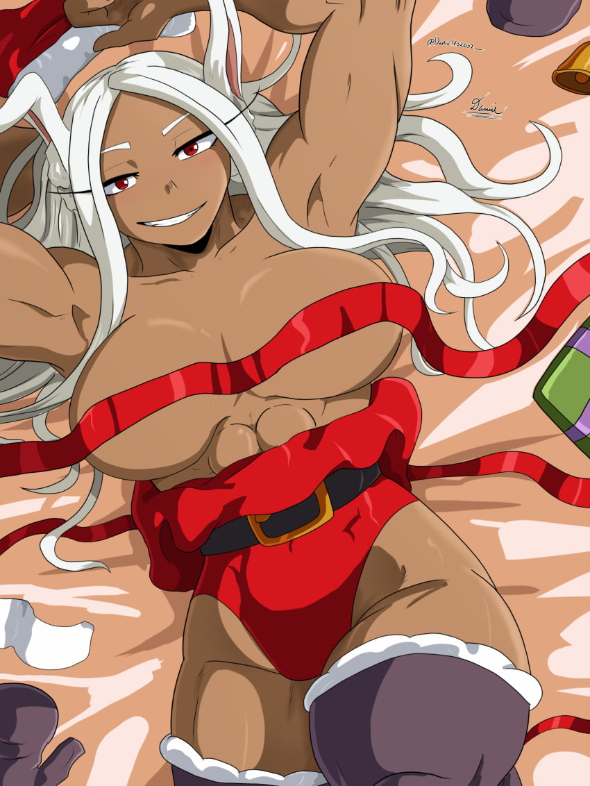 athletic_female big_ass christmas danielfs dark-skinned_female huge_breasts miruko muscular muscular_female my_hero_academia rumi_usagiyama