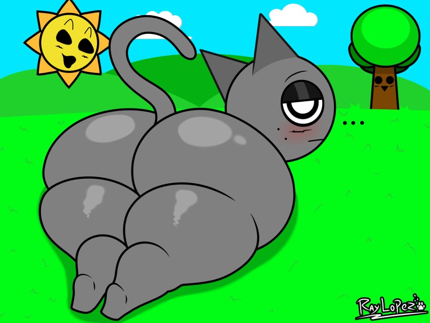 ... 3boys big_ass big_ass_(male) blush blush_lines cat_ears cat_tail digital_drawing_(artwork) digital_media_(artwork) eyebrows freckles freckles_on_face gray_(sprunki) gray_body huge_ass incredibox_mod looking_at_viewer looking_back lying_down mr._sun_(sprunki) mr._tree_(sprunki) observing pogchamp raylopez simple_background simple_coloring sprunki thick_thighs