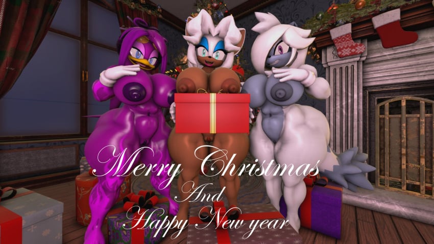 3d 3girls 3milfs anthro areolae big_ass blue_eyes breasts christmas christmas_present female female_only jade_the_bat looking_at_viewer milf naomi_the_lemur nipples nude nude_female original_character purple_eyes purple_fur pussy sega sonic_(series) sonico4ever tangle_the_lemur thick_thighs umi_the_tsunami wave_the_swallow white_fur white_hair