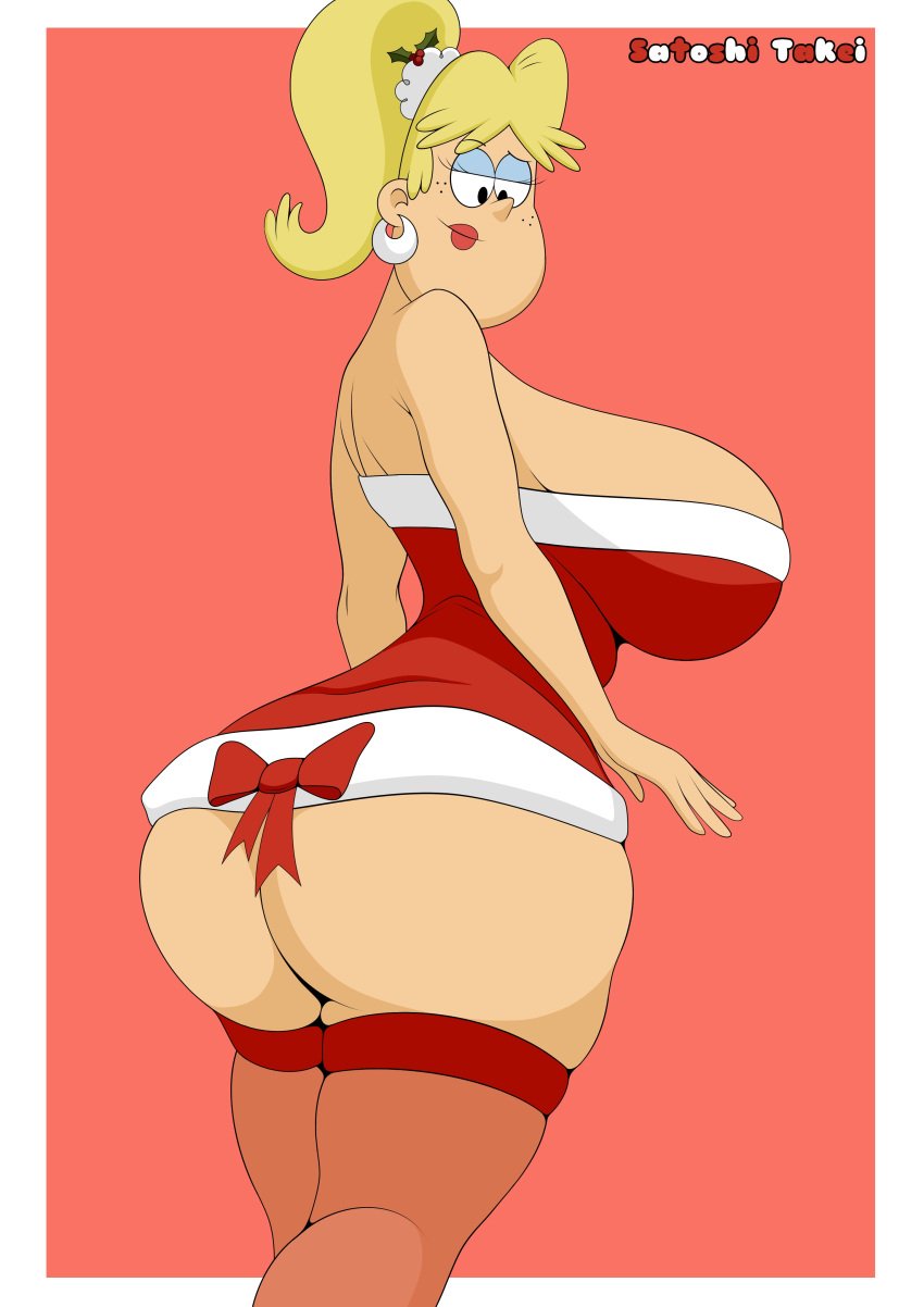 1girls big_ass big_butt christmas christmas_outfit clothed clothing female light-skinned_female light_skin long_hair mature mature_female milf nickelodeon rita_loud satoshi_takei the_loud_house thick_thighs