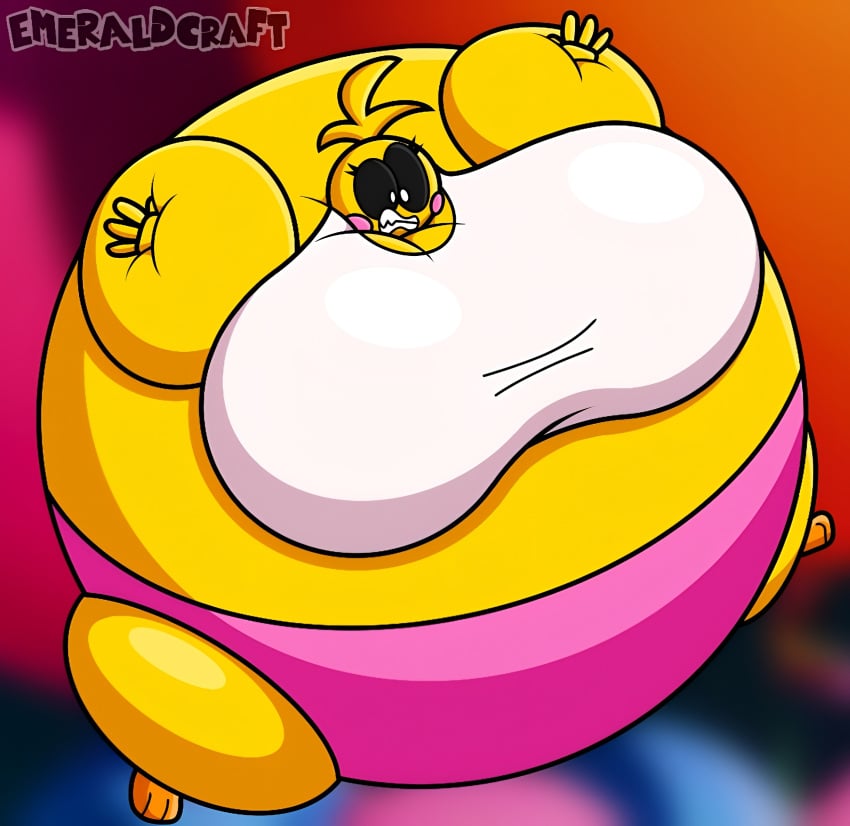 1girls animatronic big_belly big_breasts breasts_bigger_than_head chicken emeraldcraft female five_nights_at_freddy&#039;s five_nights_at_freddy&#039;s_2 inflated_belly inflation inflation_fetish robot toy_chica_(fnaf)