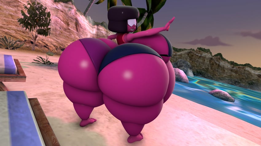 ass ass_focus beach belly belly_inflation bikini day garnet_(steven_universe)