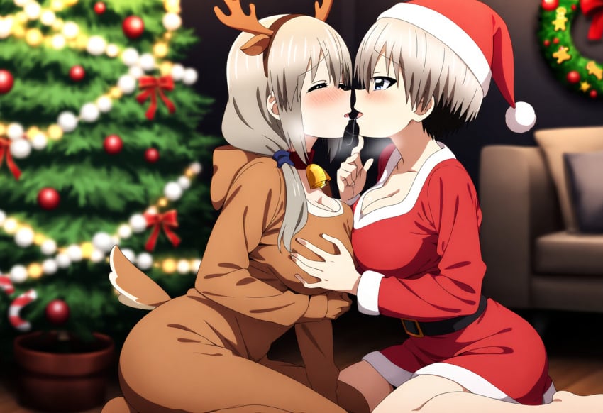 2girls ai_generated big_ass big_breasts big_butt blush blushing_female blushing_profusely breasts_to_breasts breasts_touching breath bubble_ass bubble_butt christmas christmas_clothing christmas_decorations christmas_headwear christmas_ornaments christmas_outfit christmas_present cleavage deep_cleavage dripping drunk drunk_female drunk_sex drunk_yuri duo duo_female female female_only huge_ass huge_breasts incest kissing large_breasts massive_breasts mother_and_daughter mother_and_daughter_yuri narrow_waist open_mouth saliva saliva_drip saliva_trail self_upload sweatdrop sweating sweaty sweaty_body sweaty_breasts sweaty_butt thick_thighs tongue tongue_kiss uzaki-chan_wa_asobitai! uzaki_hana uzaki_tsuki wide_hips yeetyboi5000 yuri yuri