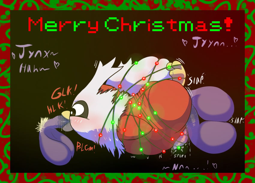 absurd_res anal anal_sex animal_genitalia avian balls beak big_balls bird bodily_fluids bound christmas christmas_lights darkened_genitalia delibird digital_media_(artwork) double_anal double_penetration english_text erection feet fellatio feral gangbang generation_1_pokemon generation_2_pokemon genital_fluids genitals group group_sex gynomorph gynomorph/male gynomorph_penetrating hi_res holidays humanoid_genitalia intersex intersex/male intersex_penetrating interspecies jynx male male_penetrated nintendo oral oral_penetration penetration penile penis penis_size_difference pokemon pokemon_(species) pubes rapistwerewolf sex simple_background size_difference small_penis soles sound_effects spitroast submissive submissive_male tail text