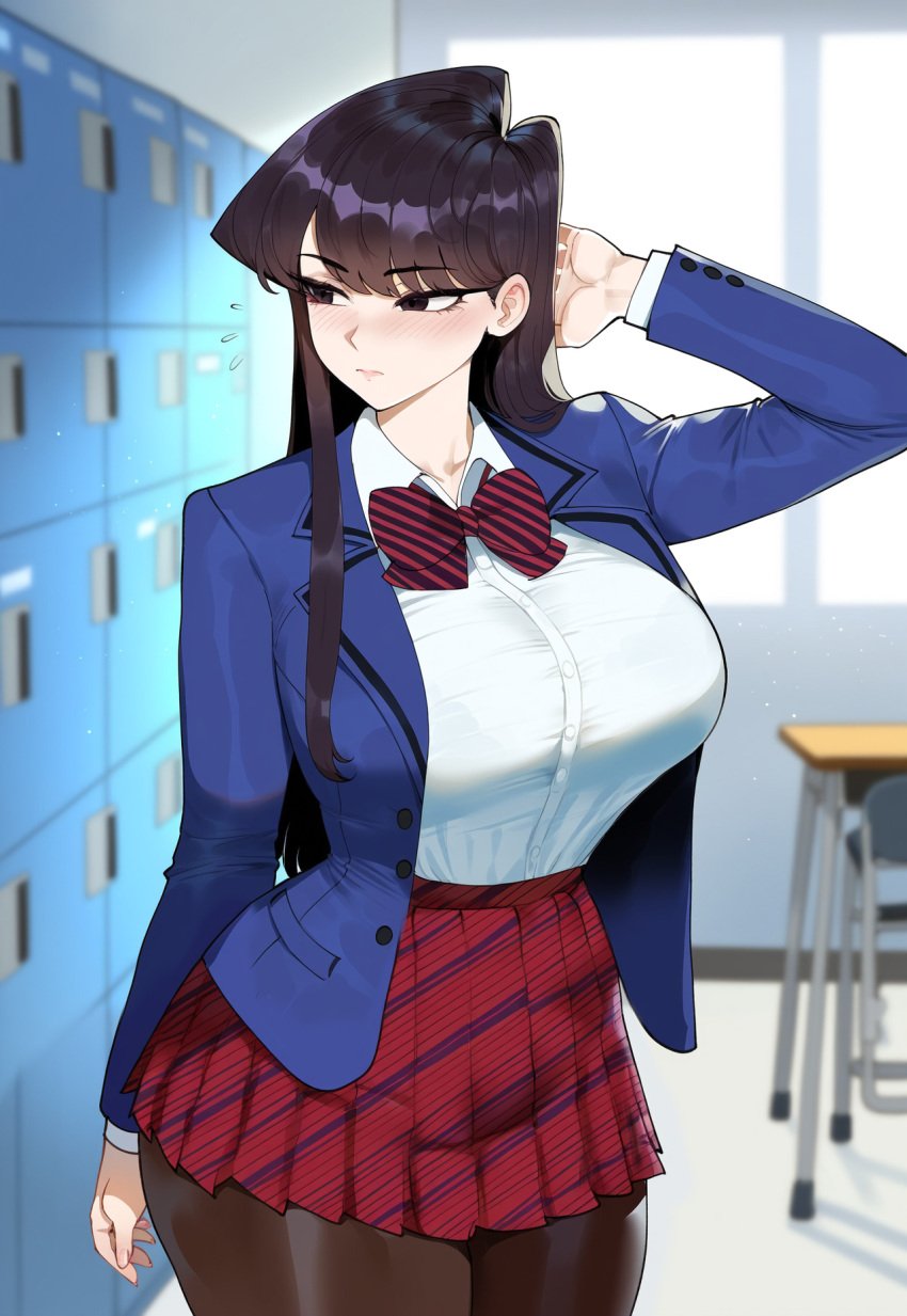 1girls ai_generated black_eyes black_hair creamy_ai curvy curvy_female female female_only komi-san_wa_komyushou_desu komi_can&#039;t_communicate komi_shouko long_hair solo tagme thiccwithaq_(ai_style)