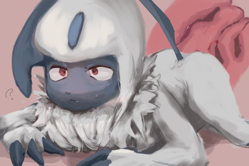 absol anthro anus ass female feral fur generation_3_pokemon hi_res horn megukura megusuri nintendo pokemon pokemon_(species) red_eyes solo