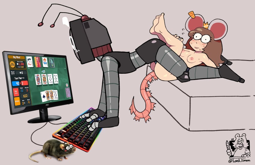 balatro canon_couple canonical_sex crown cukizilla female humor lord_onibi male nude_female nude_male pierced_ear rat_ears rat_girl rat_tail robot sex tv_nauta youtube_hispanic