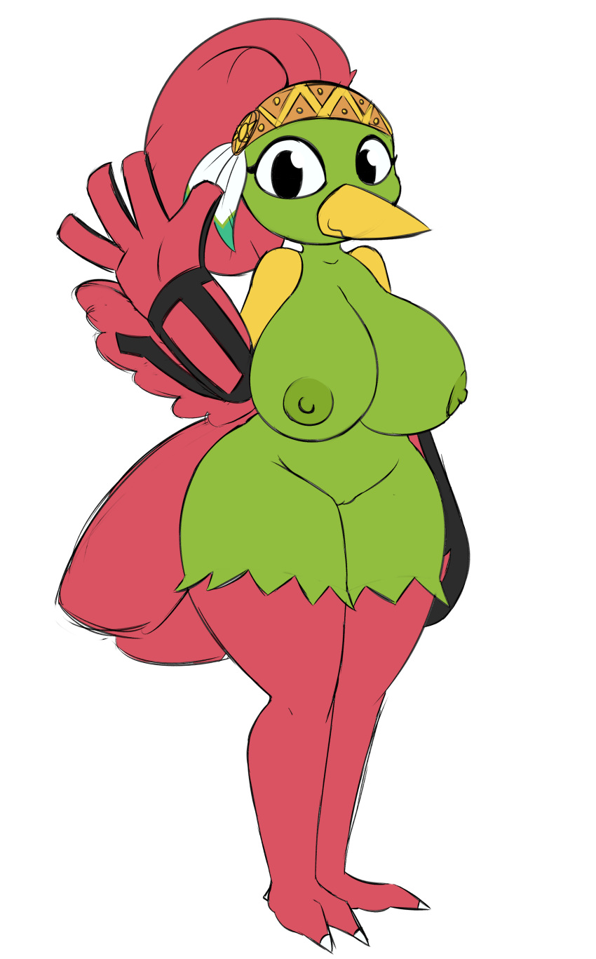 1girls 2021 3_toes 4_fingers absurd_res anthro ass avian beak big_breasts big_butt big_nipples bird_feet black_body black_eyes black_feathers breasts colored_sketch feather_hands feather_headdress feathers feet female fingers front_view genitals green_body green_feathers green_nipples hair hi_res huge_breasts huge_butt huge_thighs looking_at_viewer miso_souperstar natu nintendo nipples orange_headband pink_body pink_feathers pink_hair pokémon_(species) pokemon pussy raised_arm red_body red_feathers simple_background sketch smile solo standing tail_feathers talons thick_thighs toes video_games wachiwi_(miso_souperstar) white_background wide_hips winged_arms wings yellow_beak yellow_body yellow_feathers yellow_headband