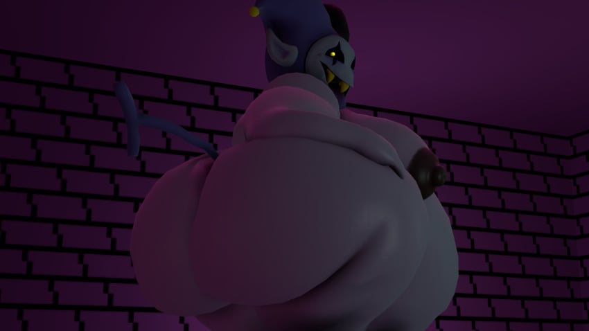 1boy 1male 3d ass big_ass big_butt deltarune fat fat_ass gay jevil_(deltarune) male male_only moobs mrrainbow overweight overweight_male solo solo_male thick_ass