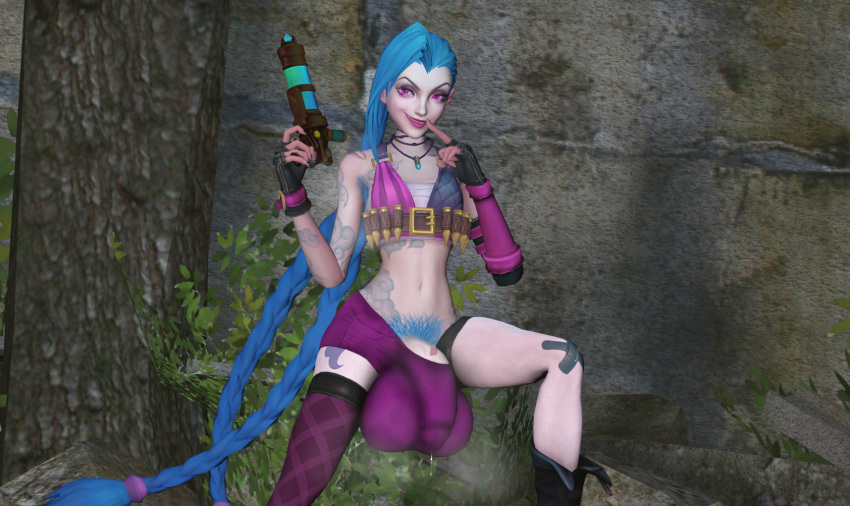 1futa 3d armpit_hair balls big_balls big_penis blue_hair braids bulge clothed clothing cock_bulge dickgirl futa_only futanari huge_balls huge_cock human jinx_(league_of_legends) league_of_legends pale_skin partially_clothed penis pink_eyes precum pubic_hair riot_games shorts smell solo sweat sweat_stain tattoo thordersfm