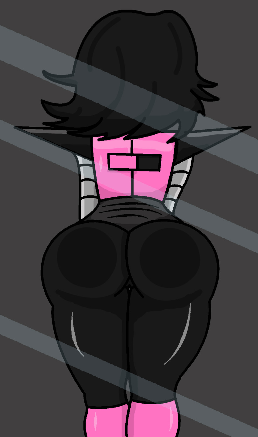 against_glass ambiguous_gender androgynous ass back_view big_ass etcaos mettaton mettaton_ex pressed_on_glass rear_view robot robot_humanoid solo undertale