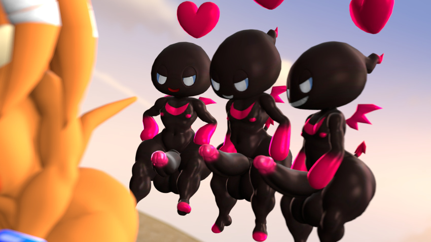 3d 3d_model anthro ass black_body blue_eyes breasts chao_(sonic) chaos_emerald dark_chao echidna eyelashes female fingers gem gloves hair kabalmystic looking_down male mammal mobian mobian_(species) mobian_echidna naughty_face nude orange_body orange_hair penis red_body sega smile sonic_(series) sonic_adventure sonic_the_hedgehog_(series) tail tan_body tikal_the_echidna tikal_the_echidna_(kabalmystic)