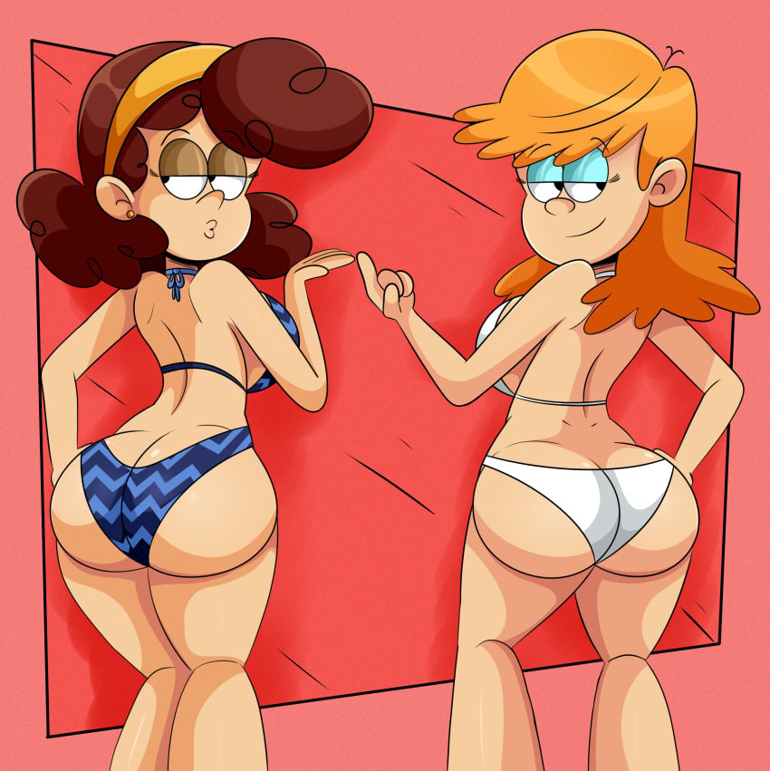 2girls aged_up ass ass_cleavage back back_view bangs big_ass big_breasts big_butt bikini blue_eyeshadow bra breasts brown_hair bubble_ass bubble_butt butt butt_cleavage butt_crack christina_(the_loud_house) curly_hair duckface duo earrings eyeshadow female female_only hairband half-closed_eyes hands_on_hips huge_ass huge_butt human human_only large_ass large_breasts large_butt looking_back multiple_girls older orange_hair paige_(the_loud_house) panties pose posing sexy smile sonson-sensei the_loud_house thick thick_thighs thighs