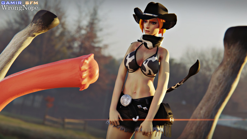 3d blender blonde_hair cow_ears cow_girl cow_tail female gamir_sfm horse horsecock lian_(paladins) paladins