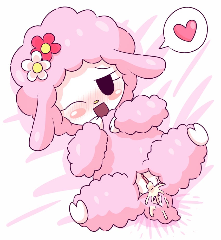 anthro blush blush cum cum_drip cum_in_pussy cum_inside fluffy furry furry_female furry_only implied_sex my_sweet_piano piano-chan pussy sanrio sheep smaller_female surjang tail