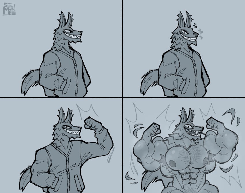 andy_fangerson anthro big_muscles canid canine canis clothing epic_games flexing flexing_bicep flexing_both_biceps fortnite growth hi_res huge_muscles hyper hyper_muscles jacket male male_only mammal muscle_growth muscular solo supermattym8 tearing_clothing topwear torn_clothing wolf