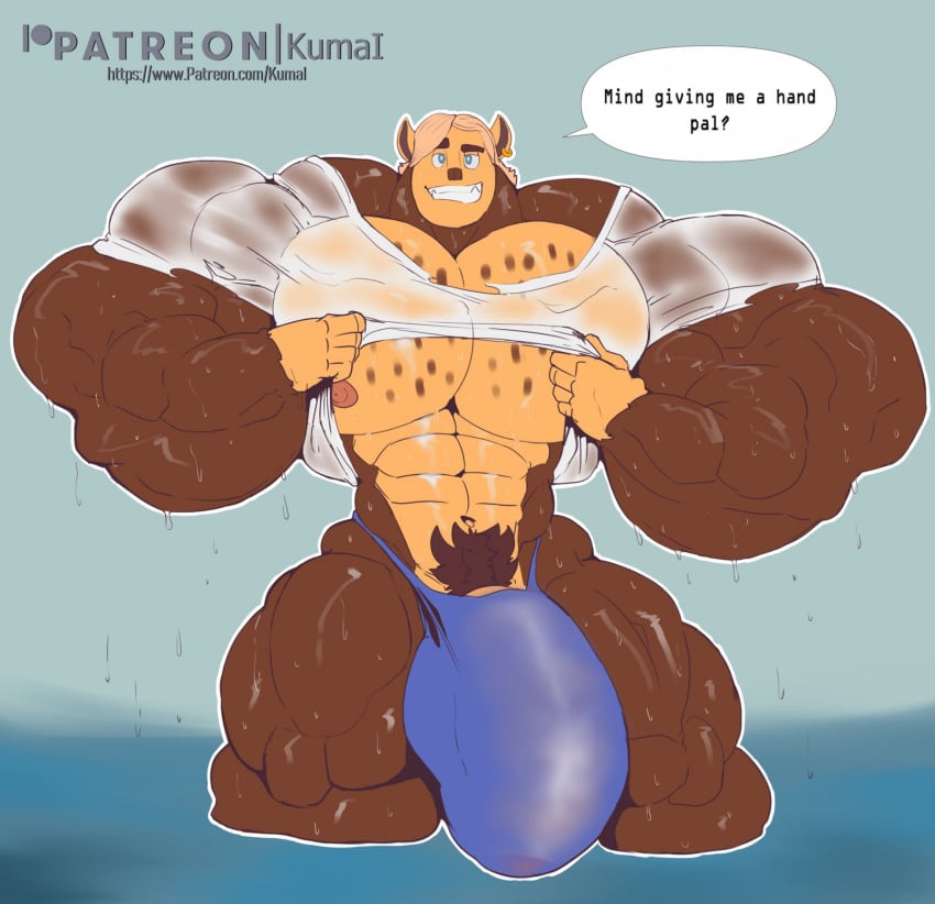 1boy abs all_hail_king_julien anthro biceps big_bulge big_muscles big_pecs big_penis blonde_hair blue_clothing blue_eyes blue_speedo blue_swimwear brown_body brown_fur bulge clothed clothing clothing_lift dialogue dreamworks ear_piercing flaccid fur genitals grin hair hi_res huge_biceps huge_bulge huge_cock huge_muscles hyper hyper_genitalia hyper_muscles hyper_penis kumalqwha looking_at_viewer madagascar_(series) male male_only multicolored_body multicolored_fur muscular muscular_anthro muscular_male muscular_thighs netflix nipples partially_clothed pecs penis piercing pubes sage_moondancer shirt shirt_lift smile smiling_at_viewer solo speech_bubble speedo swimwear thick_thighs topwear two_tone_body two_tone_fur wet wet_clothing white_clothing white_shirt white_topwear