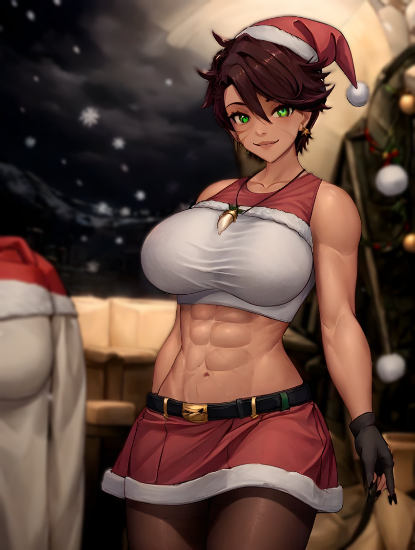 argentina big_breasts breasts brown_body brown_hair brown_skin christmas female female_only green_eyes holidays owozu solo solo_female solo_focus thick_thighs thighhighs thighs tomboy twitch twitter vanyavt virtual_youtuber vtuber youtube youtube_hispanic youtubers