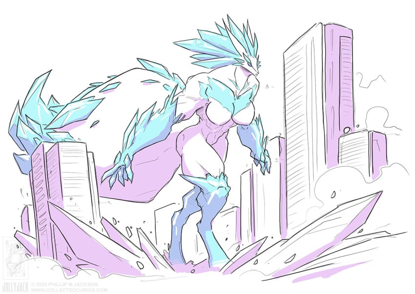 giantess ice jolly_jack jollyjack kaiju monster_girl muscular_female original source_request tagme wolf_girl