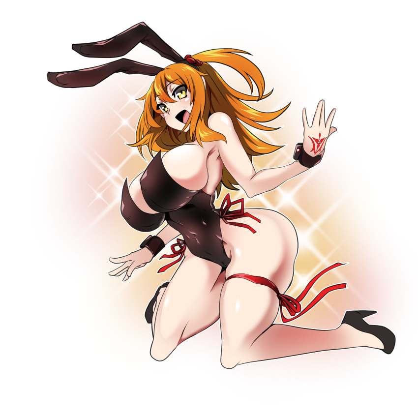1girls alternate_version_available bare_thighs big_breasts breasts bunny_ears bunnysuit busty corset fate/grand_order fate_(series) female fujimaru_ritsuka_(female) gudako h_earth red_hair solo solo_female tagme thick_thighs yellow_eyes