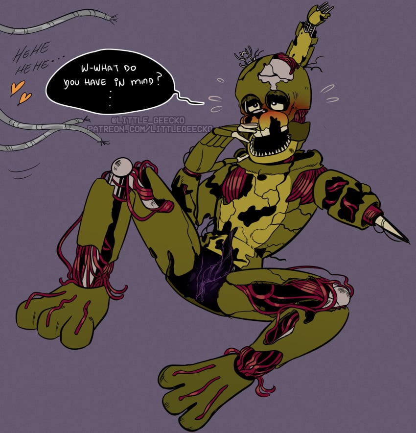 <3 ... 1boy 2020 3_toes 5_fingers ? alternate_version_at_source animal_genitalia animatronic anthro anus barefoot big_feet big_teeth black_eyes black_penis blush bodily_fluids bone buckteeth corpse dialogue english_text erection exposed_endoskeleton feet fingers five_nights_at_freddy's freddy_fazbear's_pizzeria_simulator genital_fluids genital_slit genitals green_body grey_background half-closed_eyes hi_res lagomorph leporid littlegeecko looking_at_another machine male male_only mammal multicolored_body multicolored_penis narrowed_eyes nervous notched_ear offscreen_character open_mouth penis presenting presenting_penis purple_penis question rabbit robot scraptrap sharp_teeth simple_background sitting skeleton skull slit slitfluid solo speech_bubble spread_legs spreading sweat tapering_penis teeth text toes unusual_genitalia video_games watermark william_afton wire