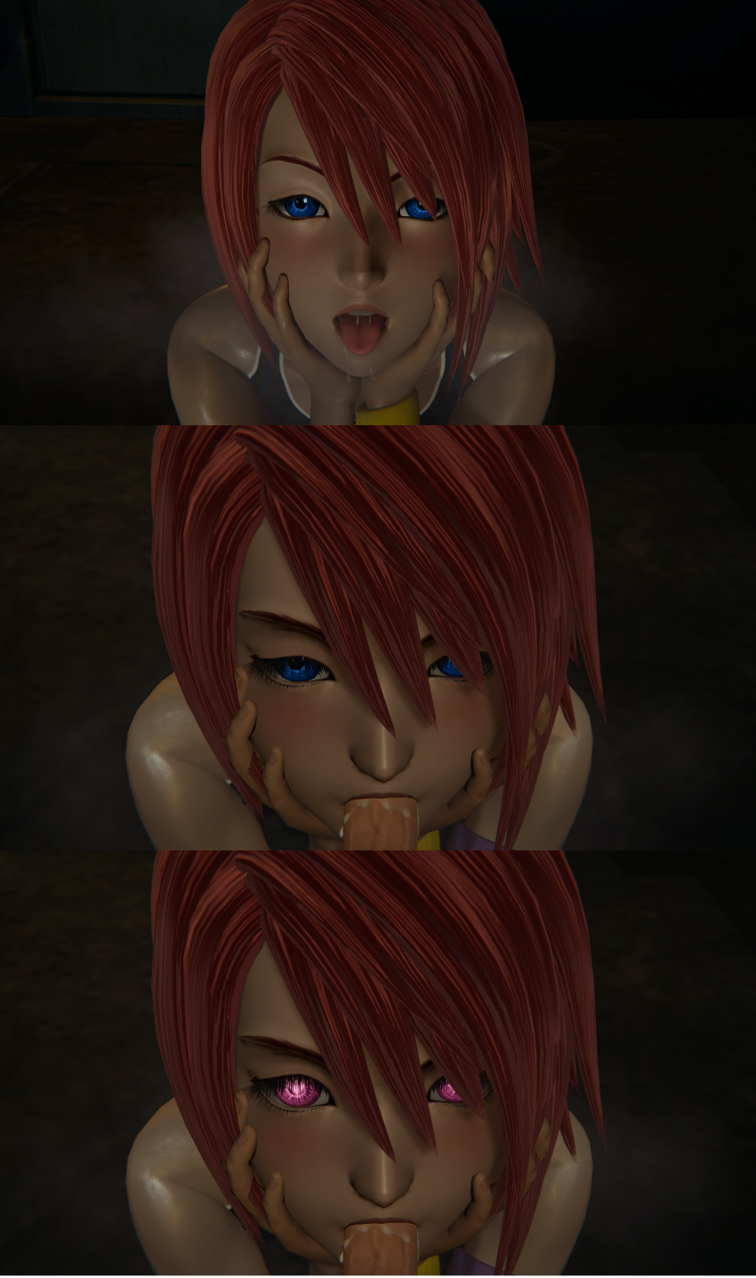 3d alternate_costume blowjob cute disney drooling hand_on_head heart-shaped_pupils honey_select kairi kingdom_hearts looking_at_viewer oral penis pov roseza seductive_eyes square_enix straight tongue_out