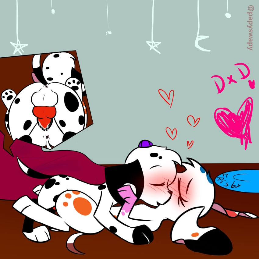 101_dalmatian_street 101_dalmatians 1:1 anonymous_artist anus bodily_fluids bodypaint brother brother_and_sister canid canine canis cum d.j._(101_dalmatians) da_vinci_(101_dalmatians) dalmatian disney domestic_dog duo female feral genital_fluids hi_res male male/female mammal paint penis sibling sister testicles unknown_artist