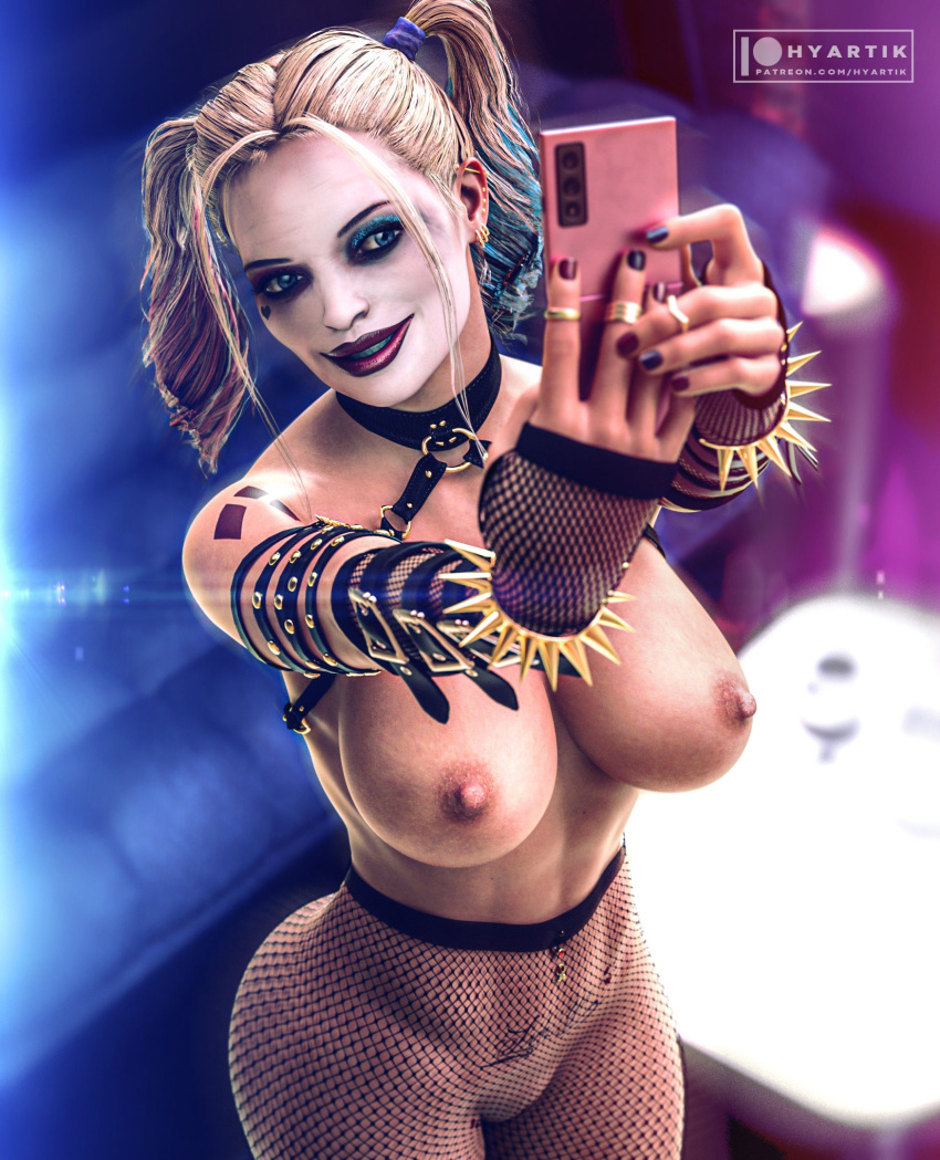 1girls 3d 3d_(artwork) abs armwear ass batman_(series) belt big_ass big_breasts blonde_hair blue_eyes bottom_heavy breasts bust busty cellphone chest collar curvaceous curvy curvy_figure dc dc_comics dyed_hair earrings eyeshadow female female_focus female_only fishnet_legwear fishnet_stockings fishnets harley_quinn harley_quinn_(injustice) hips hourglass_figure huge_ass huge_breasts human hyartik injustice_2 iphone large_ass large_breasts legs light-skinned_female light_skin lipstick looking_at_phone makeup margot_robbie mature mature_female nail_polish naked naked_selfie navel_piercing nipples no_bra no_panties nude nude_selfie phone piercing pigtails rings selfie slim_waist smile solo spiked_bracelet stockings suicide_squad suicide_squad_(2016) tattoo thick thick_hips thick_legs thick_thighs thighs top_heavy twintails voluptuous waist wide_hips