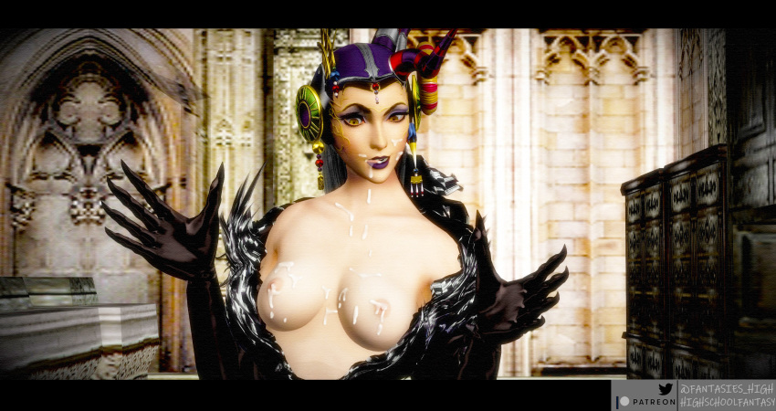 breasts_out cleavage cum cum_in_mouth cum_on_breasts cumshot edea_kramer female female_only final_fantasy final_fantasy_viii no_bra solo sorceress video_games