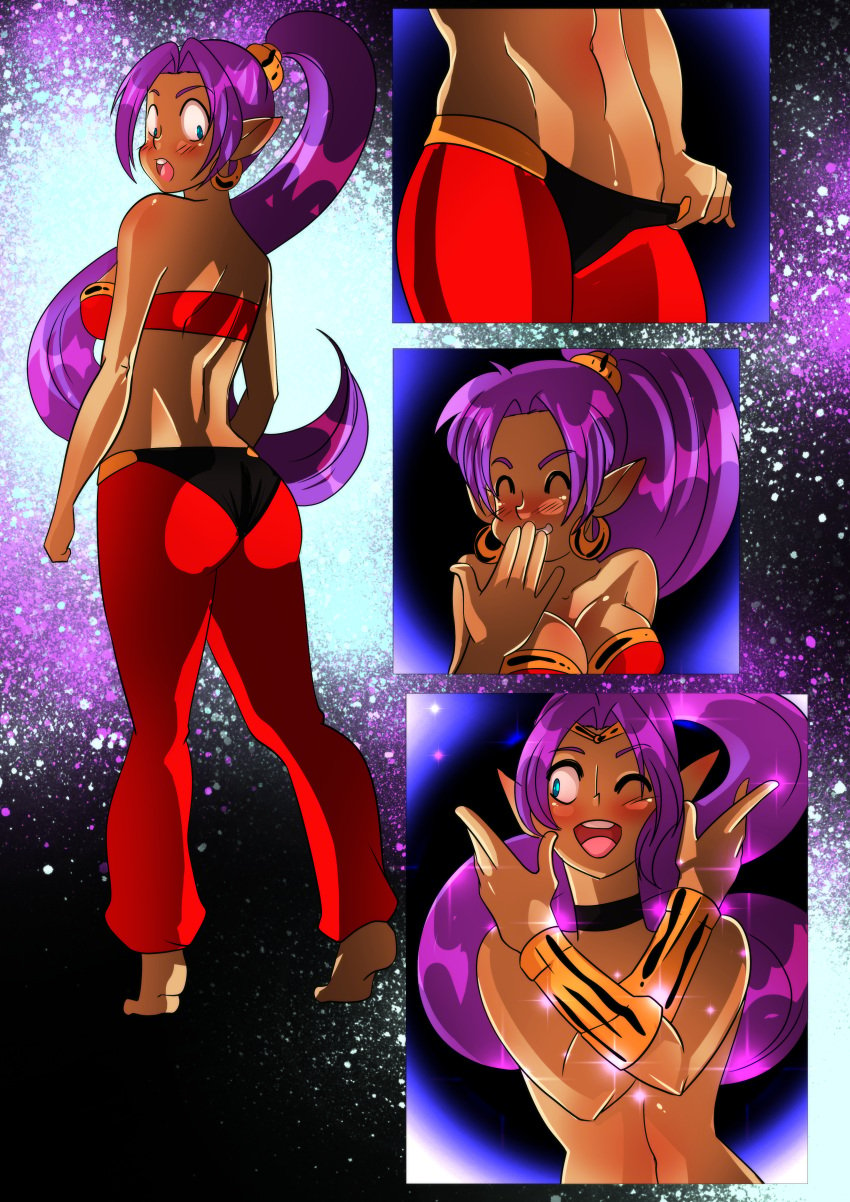 breast_expansion breasts cleavage comic female gender_transformation hair_color_change hair_growth huge_breasts lip_expansion lufidelis male mtf_transformation rule_63 shantae shantae_(character) smooth_skin solo transformation