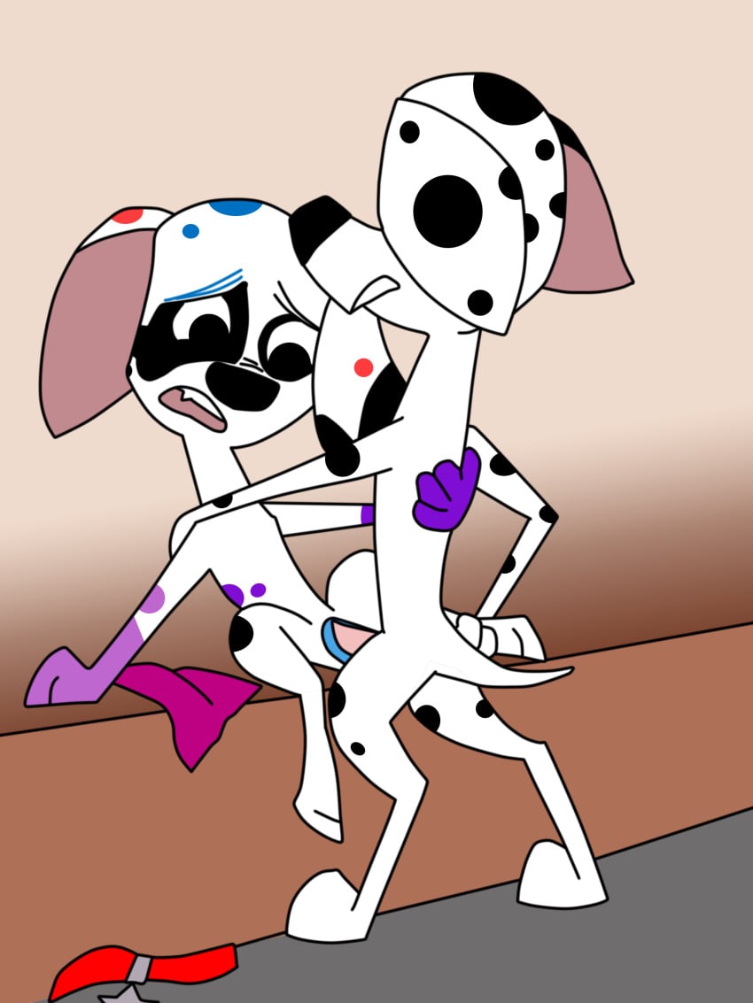 101_dalmatian_street 101_dalmatians absurd_res bandana bodypaint brother brother_and_sister canid canine canis da_vinci_(101_dalmatians) dalmatian disney domestic_dog duo dylan_(101_dalmatians) female feral genitals hi_res kerchief male male/female mammal marshallemon14 paint penis sibling sister