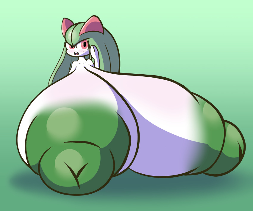 areola areolae big_breasts breasts female female_only gigantic_breasts green_background huge_breasts hyper hyper_breasts kirlia nipples pokémon_(species) pokemon pokemon_(species) sprucy