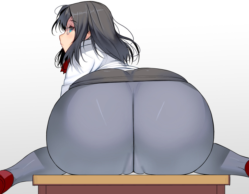 1girls ass big_ass big_butt black_hair blue_eyes butt clothing dat_ass fat_ass female female_only glasses huge_ass huge_butt large_ass looking_back masao original original_character solo solo_female thick thick_ass voluptuous wide_hips