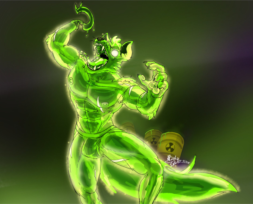 1boy 2020 abs anthro areola barazoku barrel biceps bulge canid canine claws clothed clothing fangs five_nights_at_freddy's five_nights_at_freddy's:_special_delivery five_nights_at_freddy's_ar fnaf fox foxy_(fnaf) fur glowing glowing_eyes green_background green_body green_fur green_tail green_tongue hi_res hook hook_hand illumix inkart_flow jockstrap long_tail male male_only mammal manly mostly_nude muscular nipples open_mouth pawpads paws pecs pirate radioactive radioactive_body radioactive_foxy radioactive_fur radioactive_sign radioactive_tail radioactive_tongue radioactive_waste raised_arm scar scottgames sharp_claws sharp_teeth simple_background solo standing teeth thick_thighs tongue triceps underwear video_games white_eyes