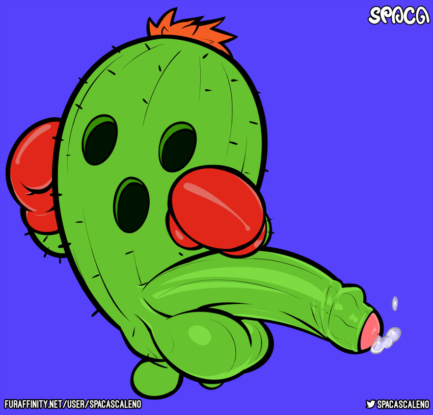 balls big_balls big_penis bodily_fluids boxing_gloves clothing cum digimon digimon_(species) digital_media_(artwork) ejaculation elemental_creature erection flora_fauna genital_fluids genitals gloves green_body hair handwear hi_res huge_balls huge_cock humanoid_genitalia humanoid_penis hyper looking_at_viewer male male_only not_furry nude orange_hair penis plant red_boxing_gloves red_gloves simple_background solo spaca text togemon url