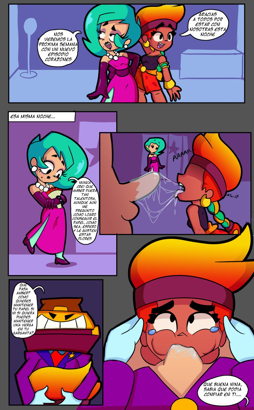 blowjob brawl_stars comic comic_page corruption cum_in_mouth deepthroat face_fucking fellatio griff_(brawl_stars) lola_(brawl_stars) luna_hombre mind_control papersketch rape