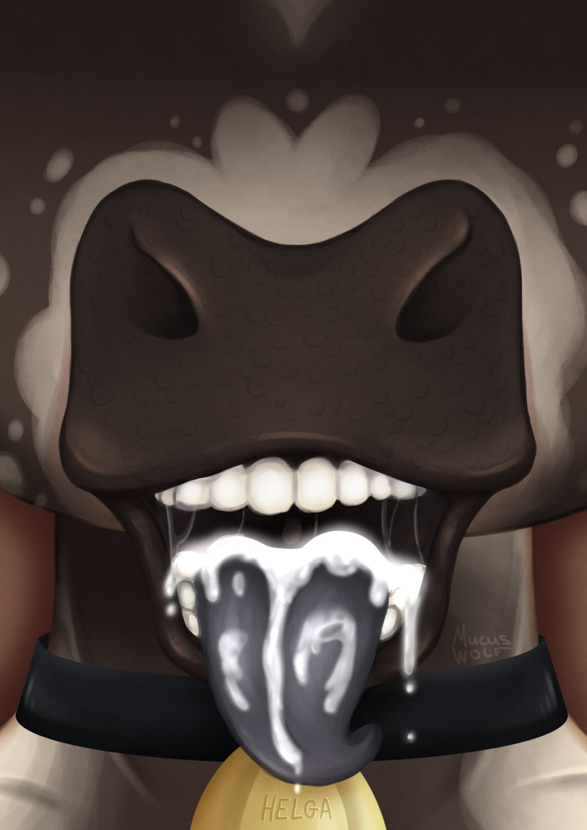 absurd_res bodily_fluids bovid bovine cattle cum cum_in_mouth cum_inside cumshot ejaculation female genital_fluids hi_res humanoid mammal mucuswolf snout teeth tongue tongue_out