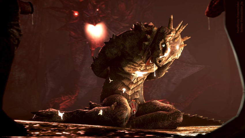 16:9 3d_(artwork) argonian bethesda_softworks bodily_fluids bondage bound chastity_cage chastity_device cum cum_on_chest cum_on_face cum_on_feet digital_media_(artwork) dragon dungeon genital_fluids group hi_res humanoid imminent_rape imminent_sex kneeling male male/male penis scalie size_difference skyrim slave solo_focus source_filmmaker stormrider the_elder_scrolls troll vampire video_games widescreen