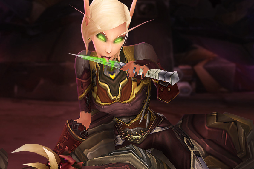 1boy 1girls 2014 3d blonde_hair blood_elf blood_elf_female bob_cut dark-skinned_male dark_skin elf elf_female fel_orc female green_eyes indoors light-skinned_female light_skin male male/female mira_sunshadow muscular muscular_male orc orc_male original_character red_skin rexxcraft size_difference world_of_warcraft