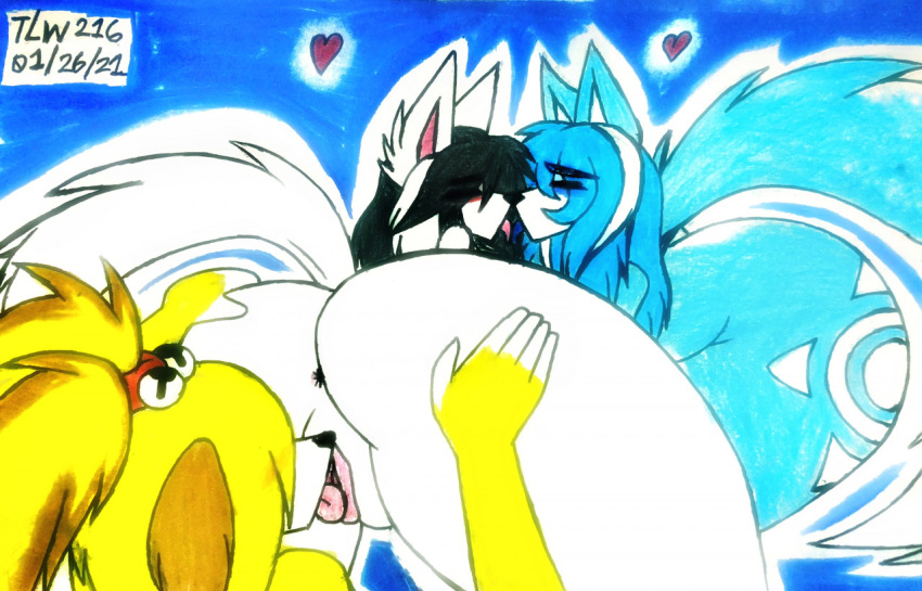 animal_crossing anthro ass canid canine crossover felid feline female fur hair isabelle_(animal_crossing) krystal mammal nintendo star_fox tem temmie_(undertale) theloanwanderer216 undertale video_games white_body white_fur