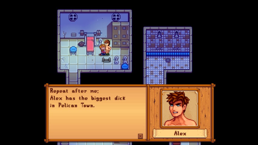 1girls alex_(stardew_valley) animated blargsnarf blowjob cheating_wife female human jodi_(stardew_valley) male oral stardew_valley